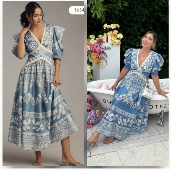 FARM Rio Dresses & Skirts - Farm Rio Puff Sleeve Mididress